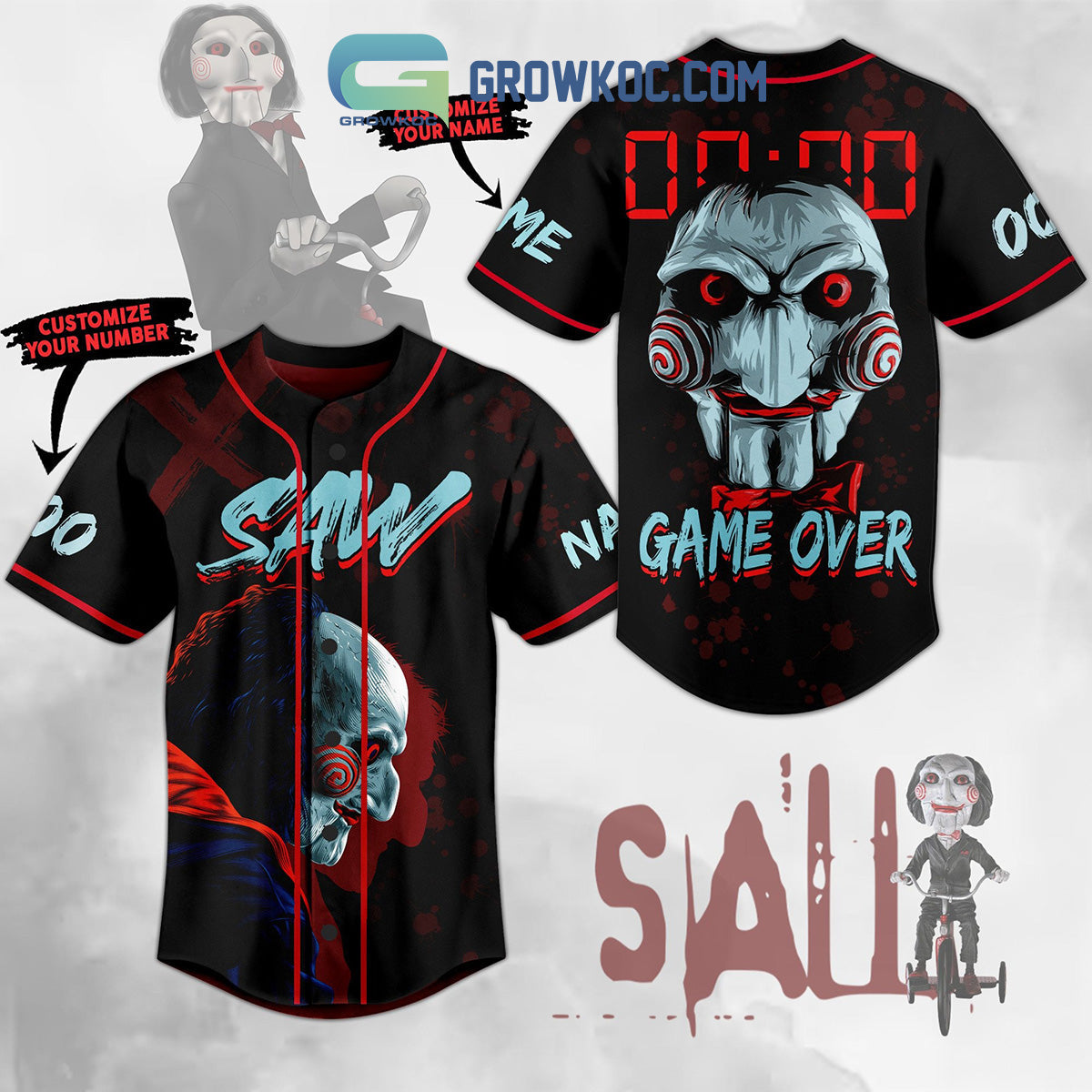 Saw Game Over Personalized Baseball Jersey baseball jersey product view 1