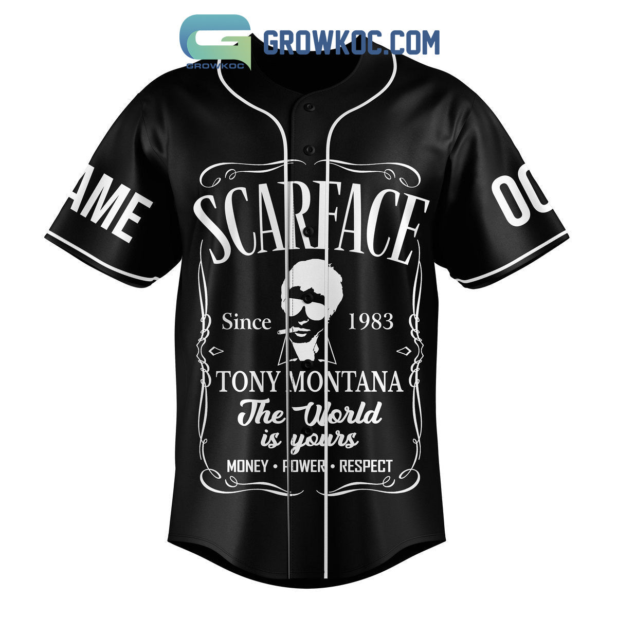 Scarface Tony Montana Say Good Night To The Bad Guy Personalized Baseball Jersey baseball jersey product view 2