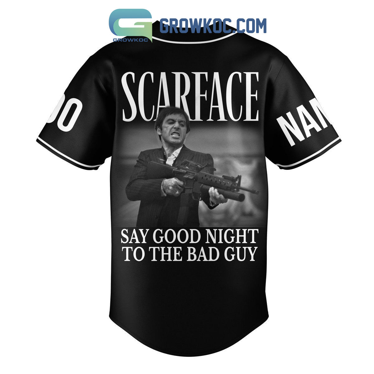 Scarface Tony Montana Say Good Night To The Bad Guy Personalized Baseball Jersey baseball jersey product view 3