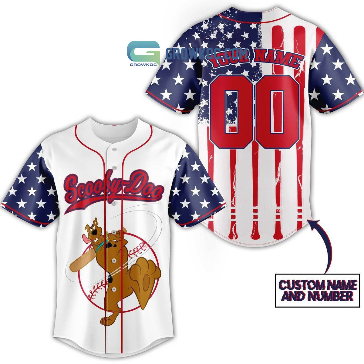 Scooby Doo 4 July United States Of American Personalized Baseball Jersey baseball jersey product view 1