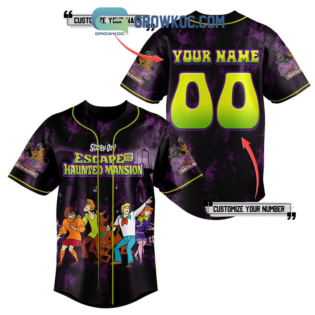 Scooby Doo Escape From The Haunted Mansion Personalized Baseball Jersey baseball jersey product view 1