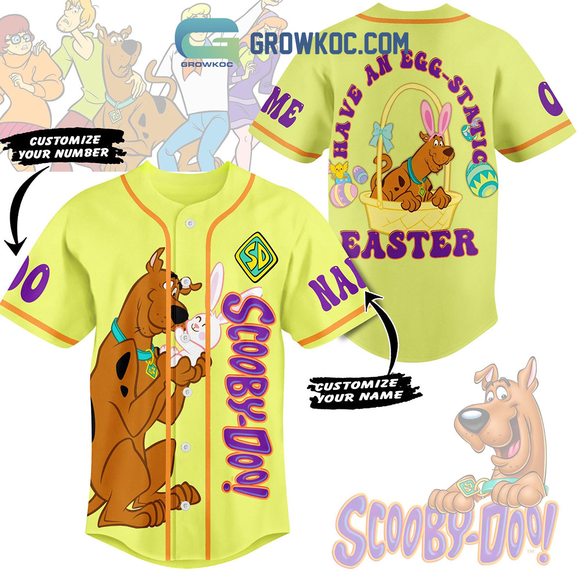 Scooby-Doo Have An Egg Static Easter Personalized Baseball Jersey baseball jersey product view 1
