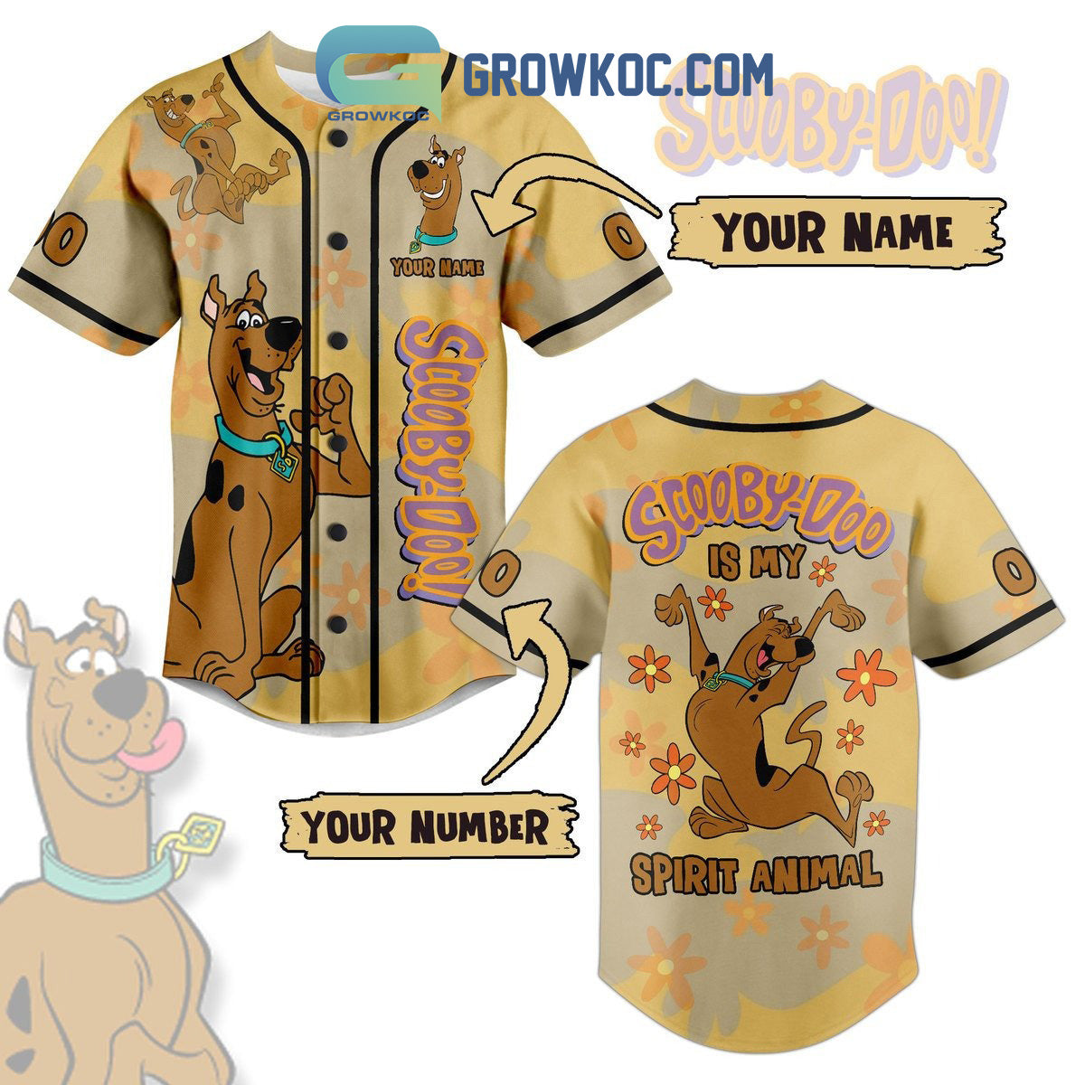 Scooby Doo Is My Spirit Animal Personalized Baseball Jersey baseball jersey product view 1