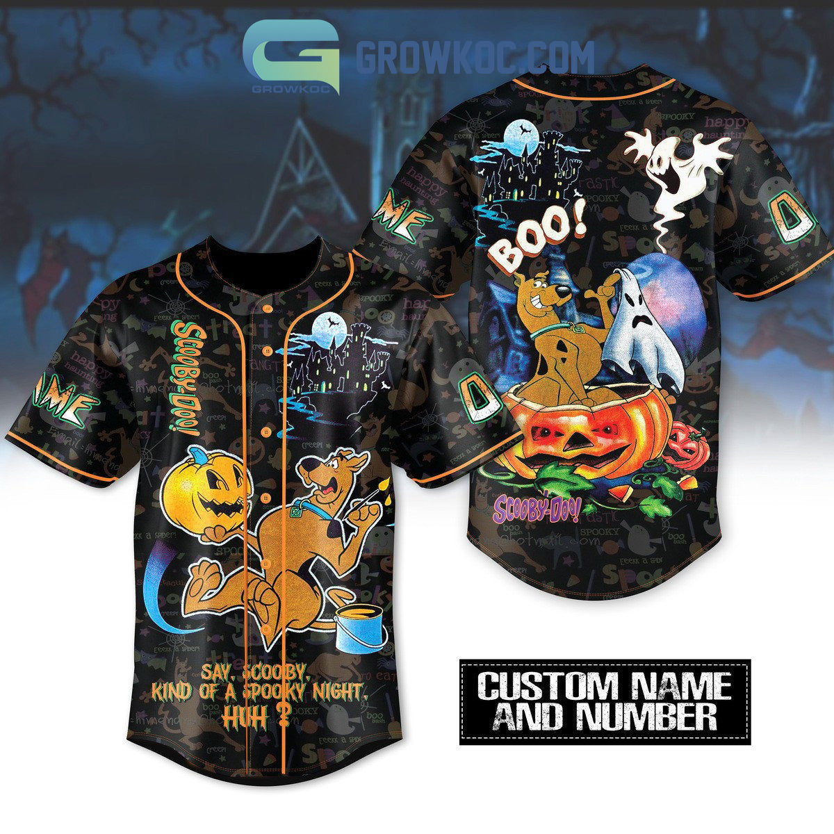 Scooby Doo Say Scooby Kind Of A Spooky Night Halloween Personalized Baseball Jersey baseball jersey product view 1