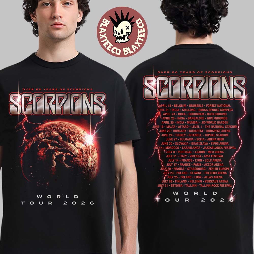 Scorpions Coming Home World Tour 2026 Merch Over 60 Years Of Scorpions Two Sided T-Shirt Unisex T-shirt, Sweatshirt, Hoodie, Long Sleeve Tee - T-Shirt, Sweatshirt, Hoodie