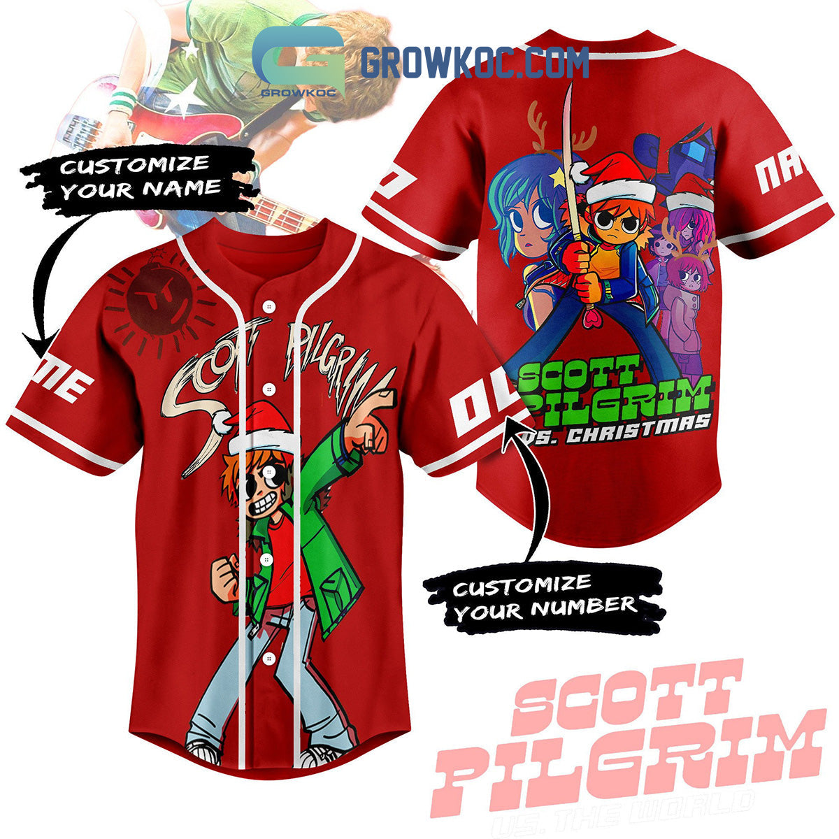Scott Pilgrim Christmas Personalized Baseball Jersey baseball jersey product view 1