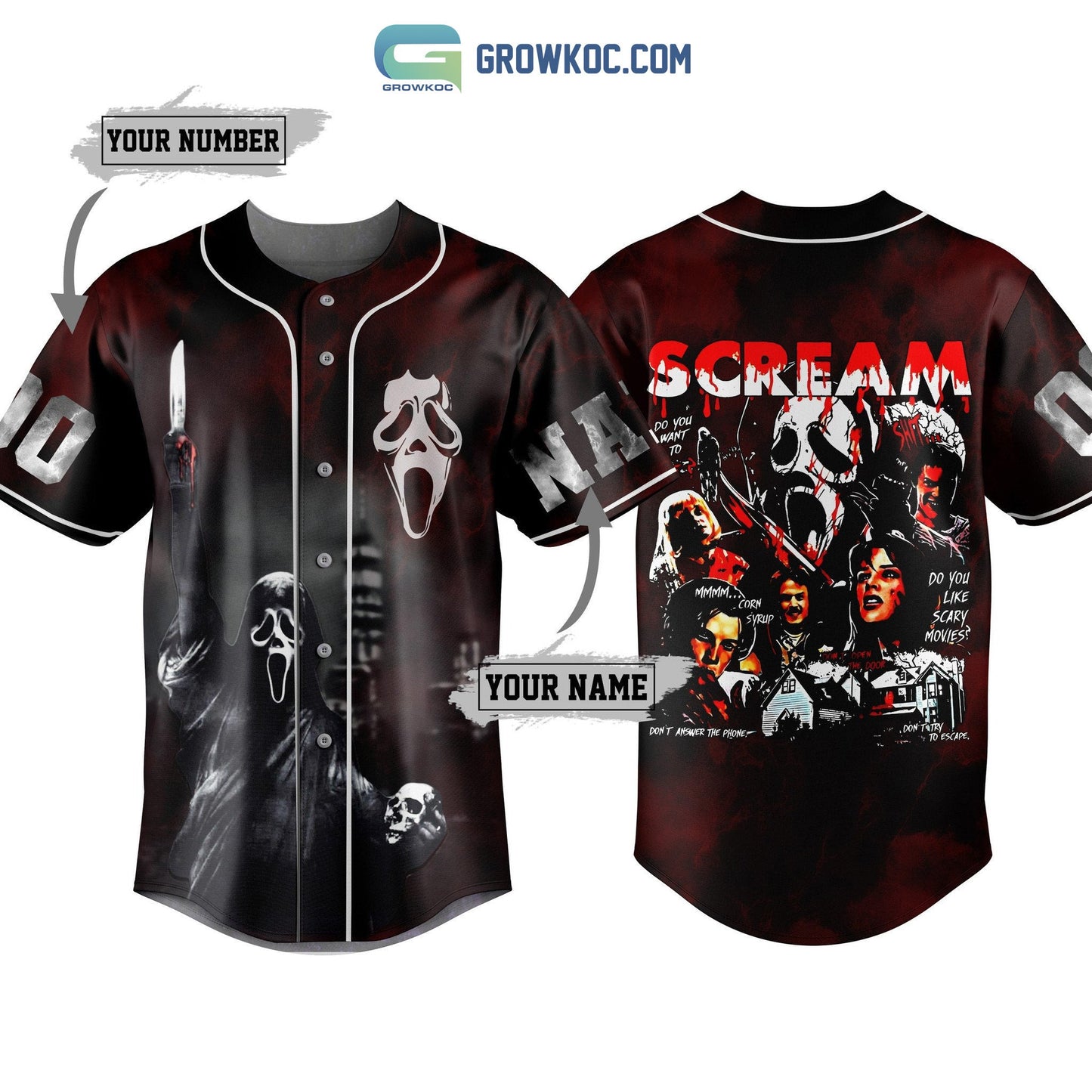Scream Do You Like Scary Movies Don’t Try To Escape Personalized Baseball Jersey baseball jersey product view 1