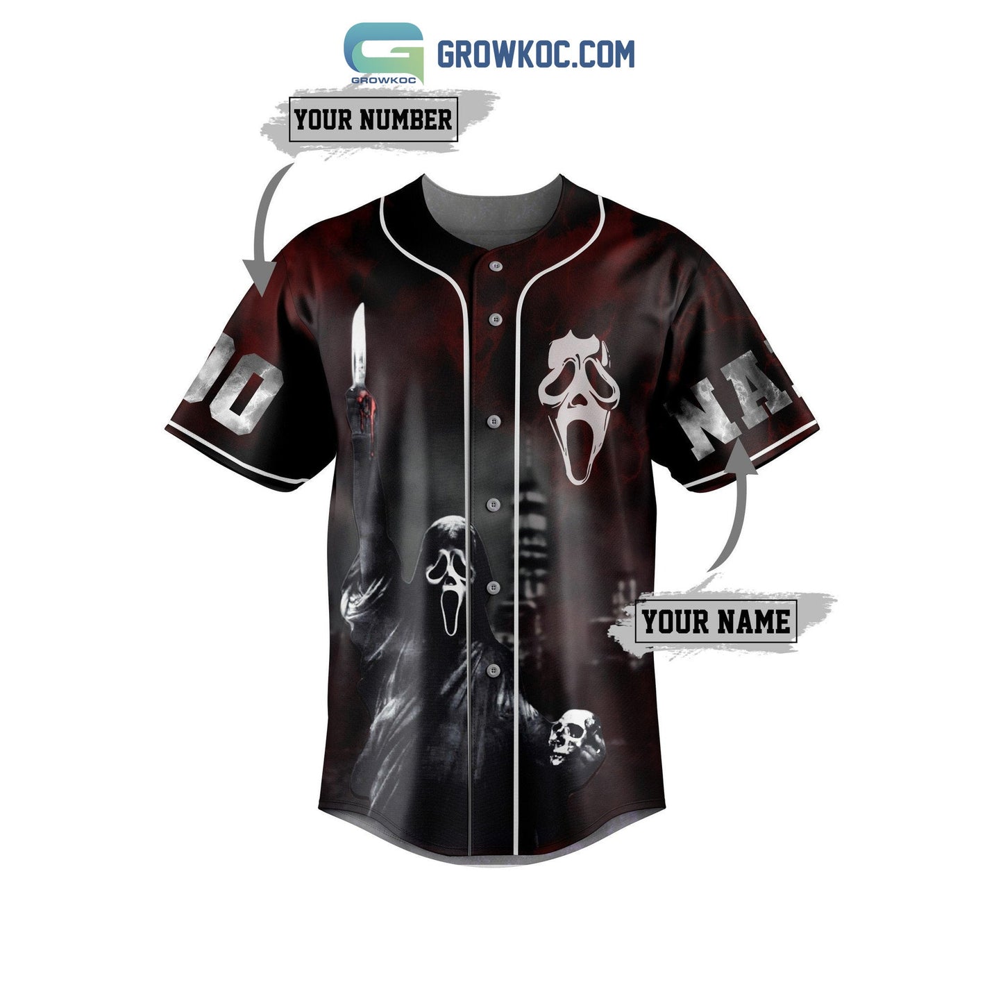 Scream Do You Like Scary Movies Don’t Try To Escape Personalized Baseball Jersey baseball jersey product view 3