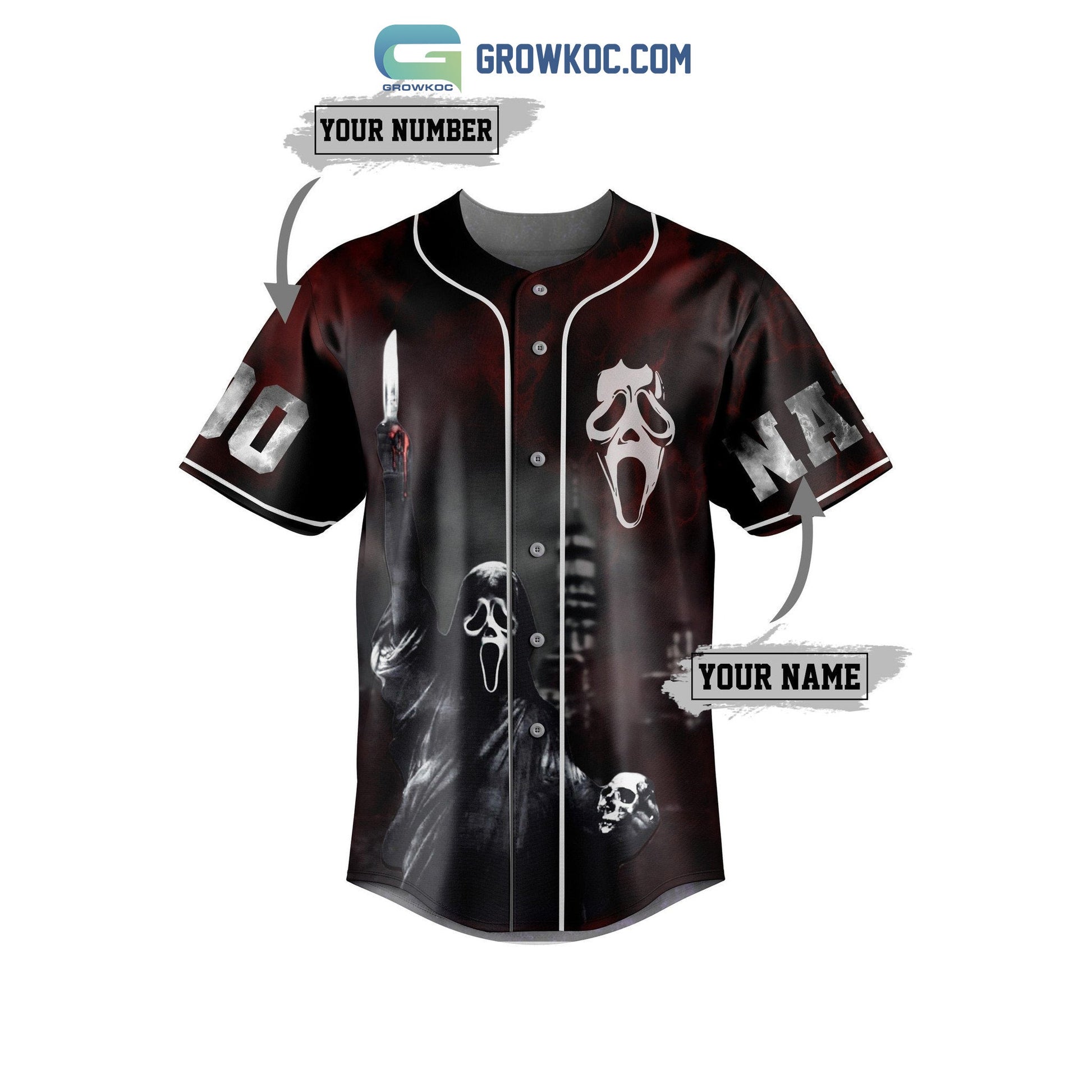 Scream Do You Like Scary Movies Don’t Try To Escape Personalized Baseball Jersey baseball jersey product view 3