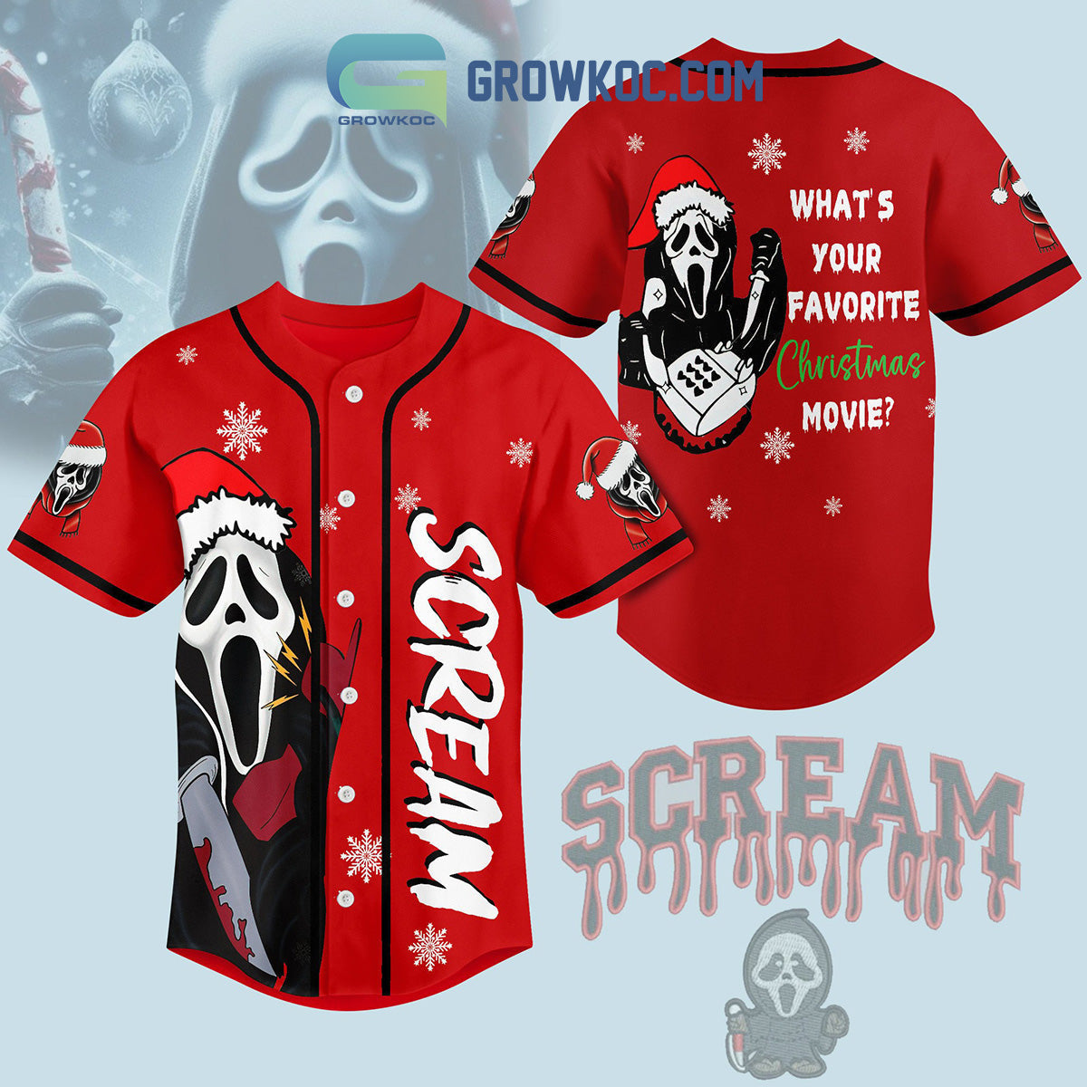 Scream Movies What Is Your Favourite Christmas Movie Holidays Custom Baseball Jersey baseball jersey product view 1