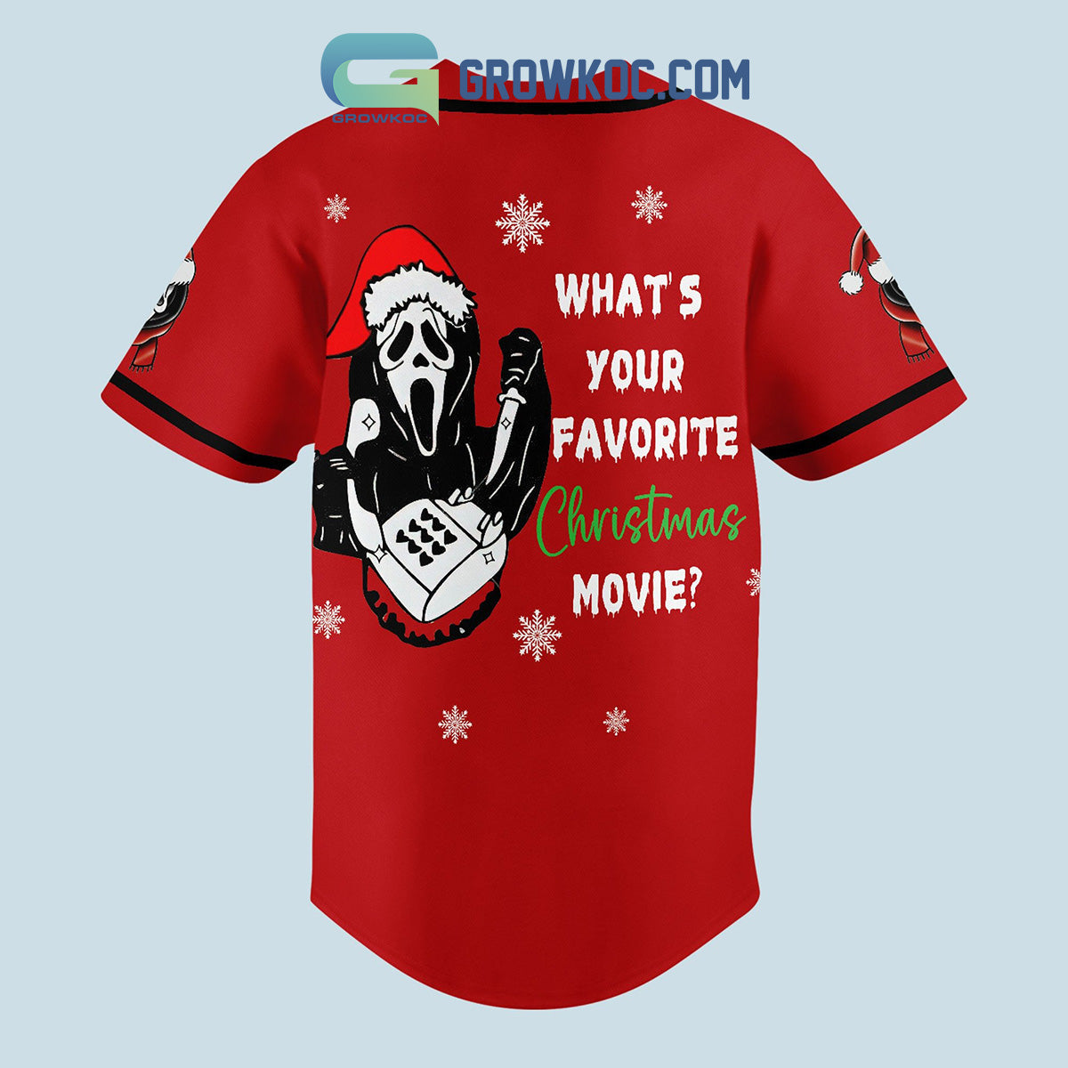 Scream Movies What Is Your Favourite Christmas Movie Holidays Custom Baseball Jersey baseball jersey product view 2