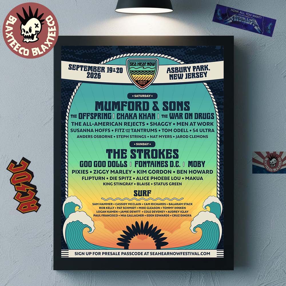 Sea.Hear.Now Festival 2026 Full Lineup At Asbury Park New Jersey On September 19 And 20 2026 Decor Poster Canvas sports jersey product view 1