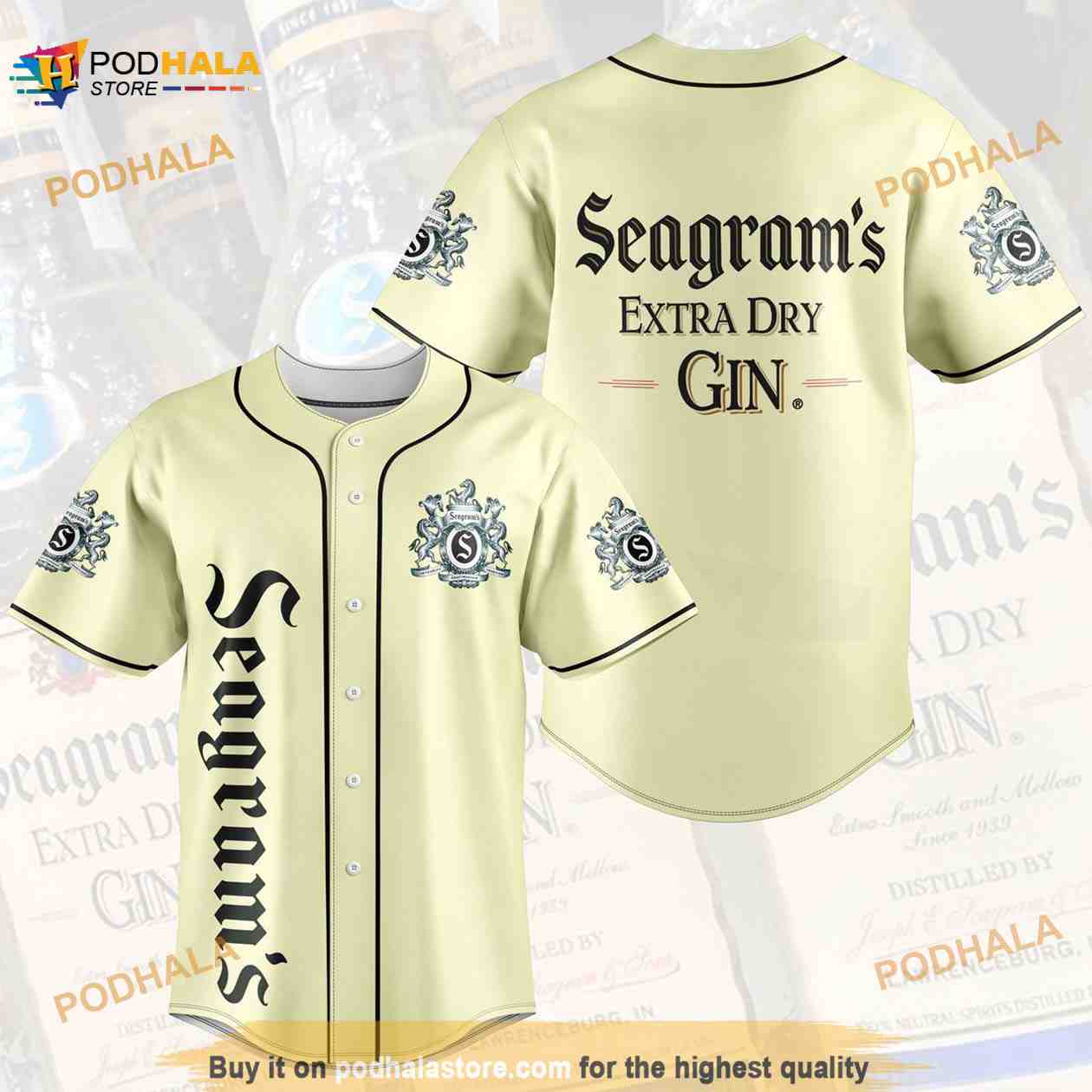 Seagram’s Extra Dry Gin 3D Baseball Jersey baseball jersey product view 1