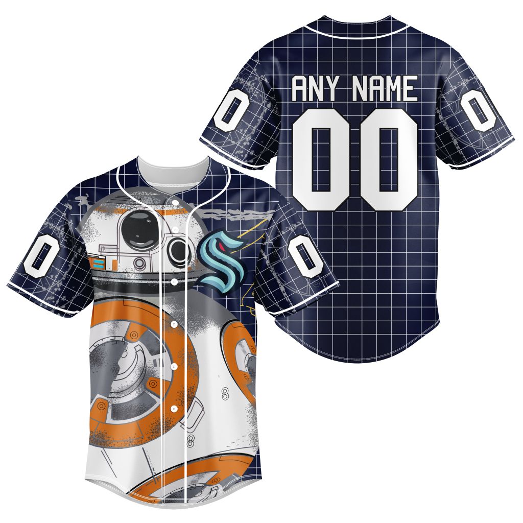 BEST Seattle Kraken Bb 8 D Star War Custom Baseball Jersey baseball jersey product view 1