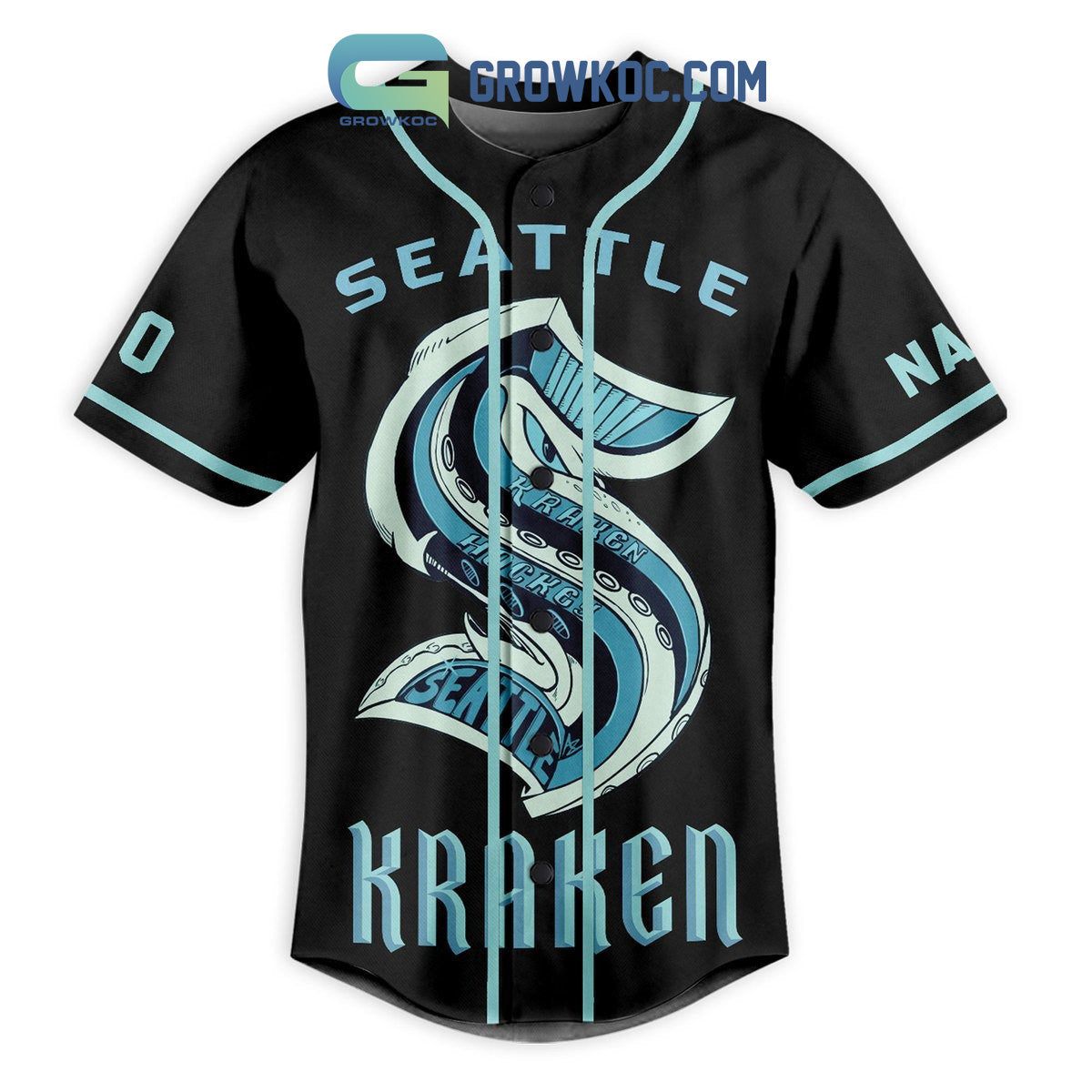 Seattle Kraken Go Kraken Personalized Baseball Jersey baseball jersey product view 2