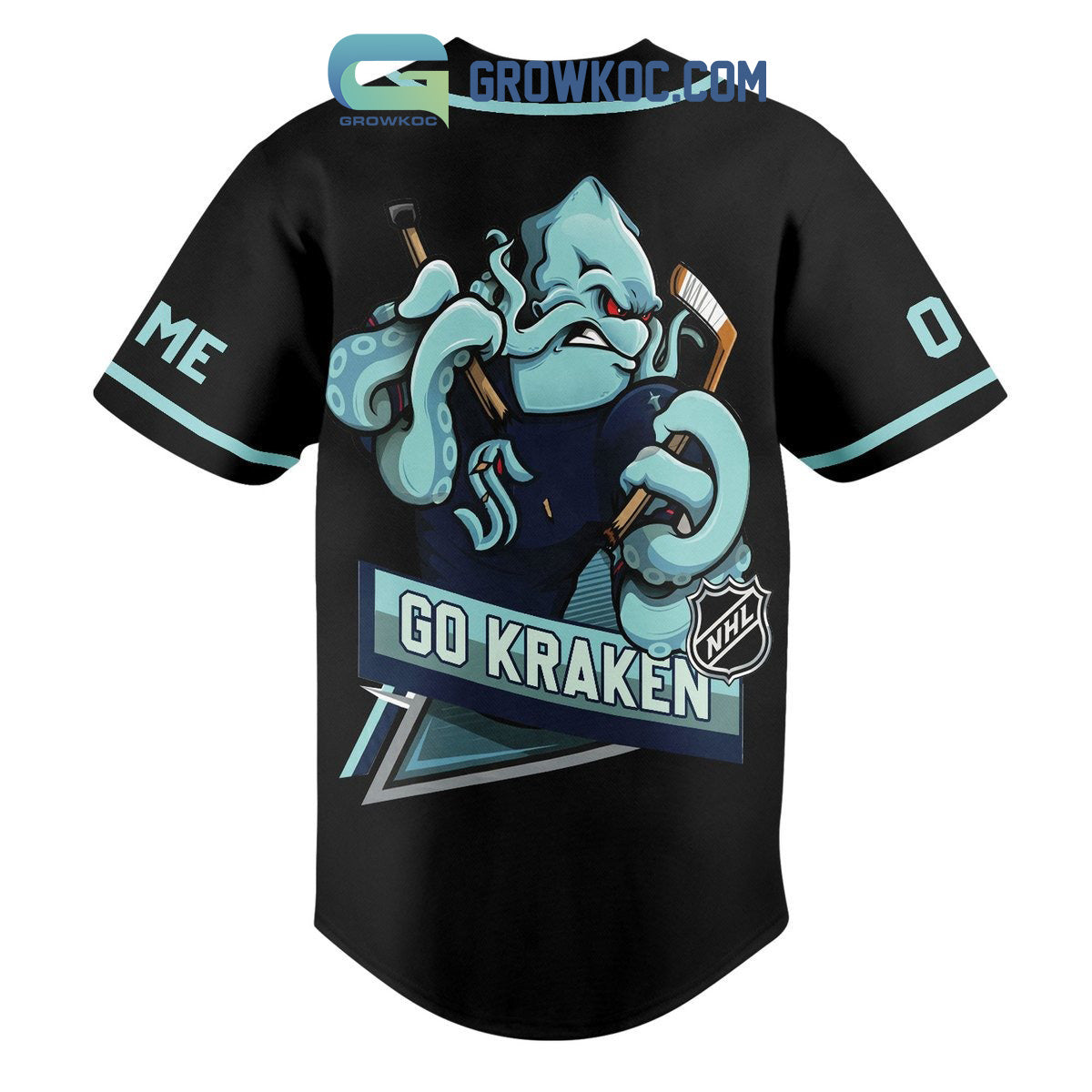 Seattle Kraken Go Kraken Personalized Baseball Jersey baseball jersey product view 3