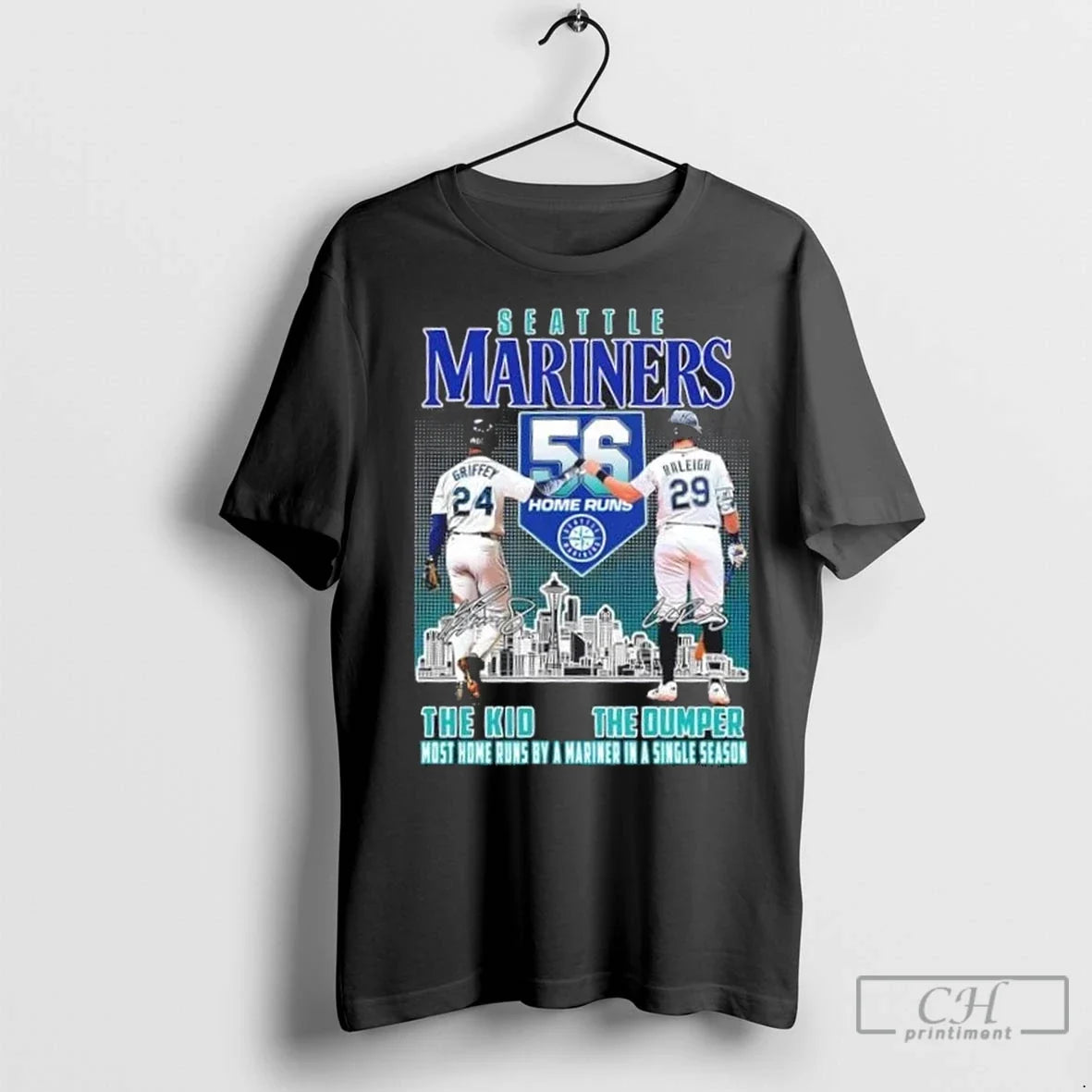 Seattle Mariners Griffey The Kid X Raleigh The Dumper Most Home Runs By A Mariner Unisex T-shirt, Sweatshirt, Hoodie, Long Sleeve Tee - T-Shirt, Sweatshirt, Hoodie