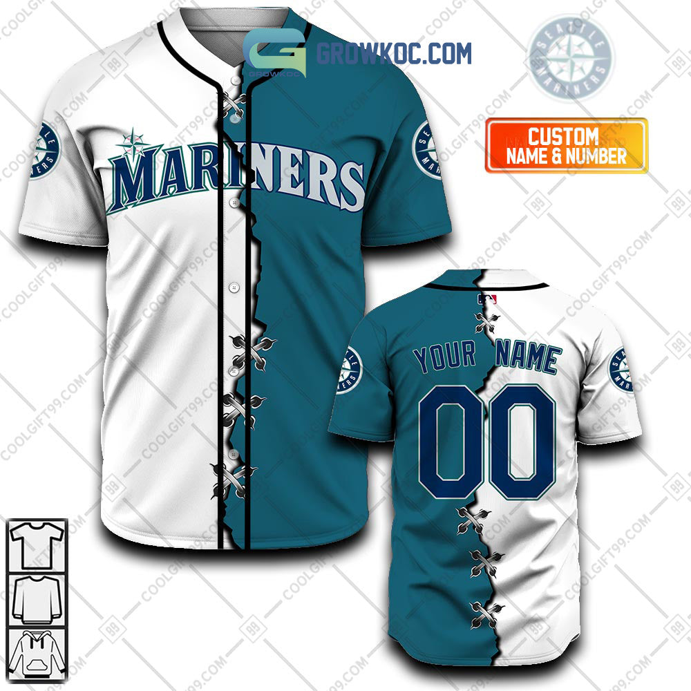 Seattle Mariners MLB Personalized Mix Baseball Jersey baseball jersey product view 1