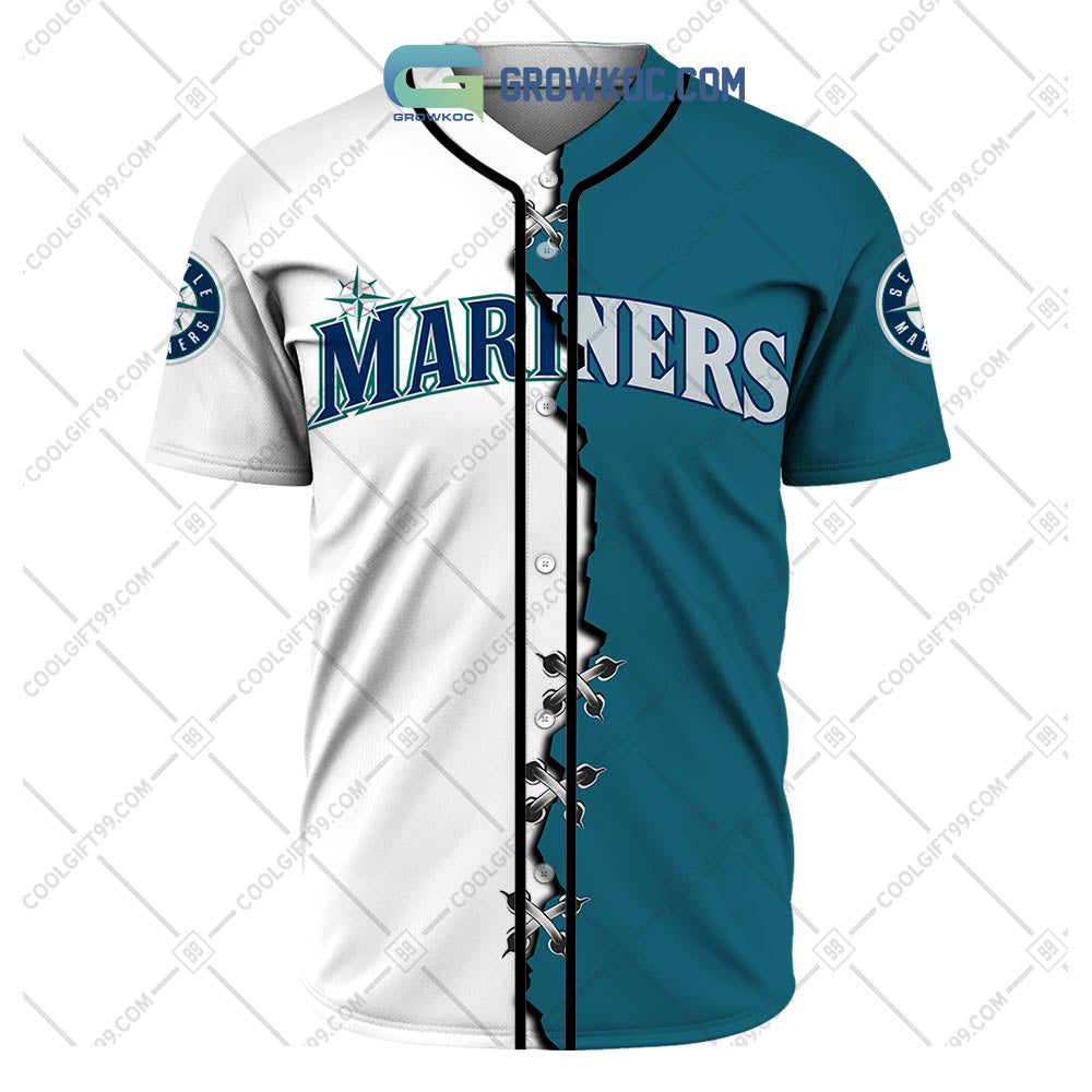 Seattle Mariners MLB Personalized Mix Baseball Jersey baseball jersey product view 2