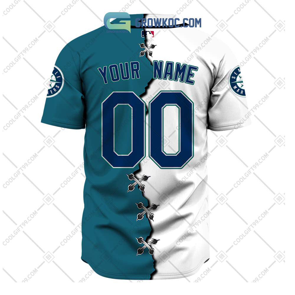 Seattle Mariners MLB Personalized Mix Baseball Jersey baseball jersey product view 3