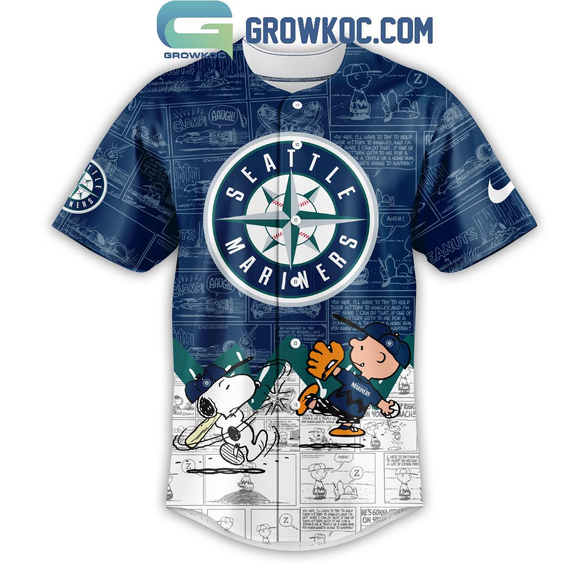 Seattle Mariners Peanuts 75th Anniversary Baseball Jersey baseball jersey product view 2