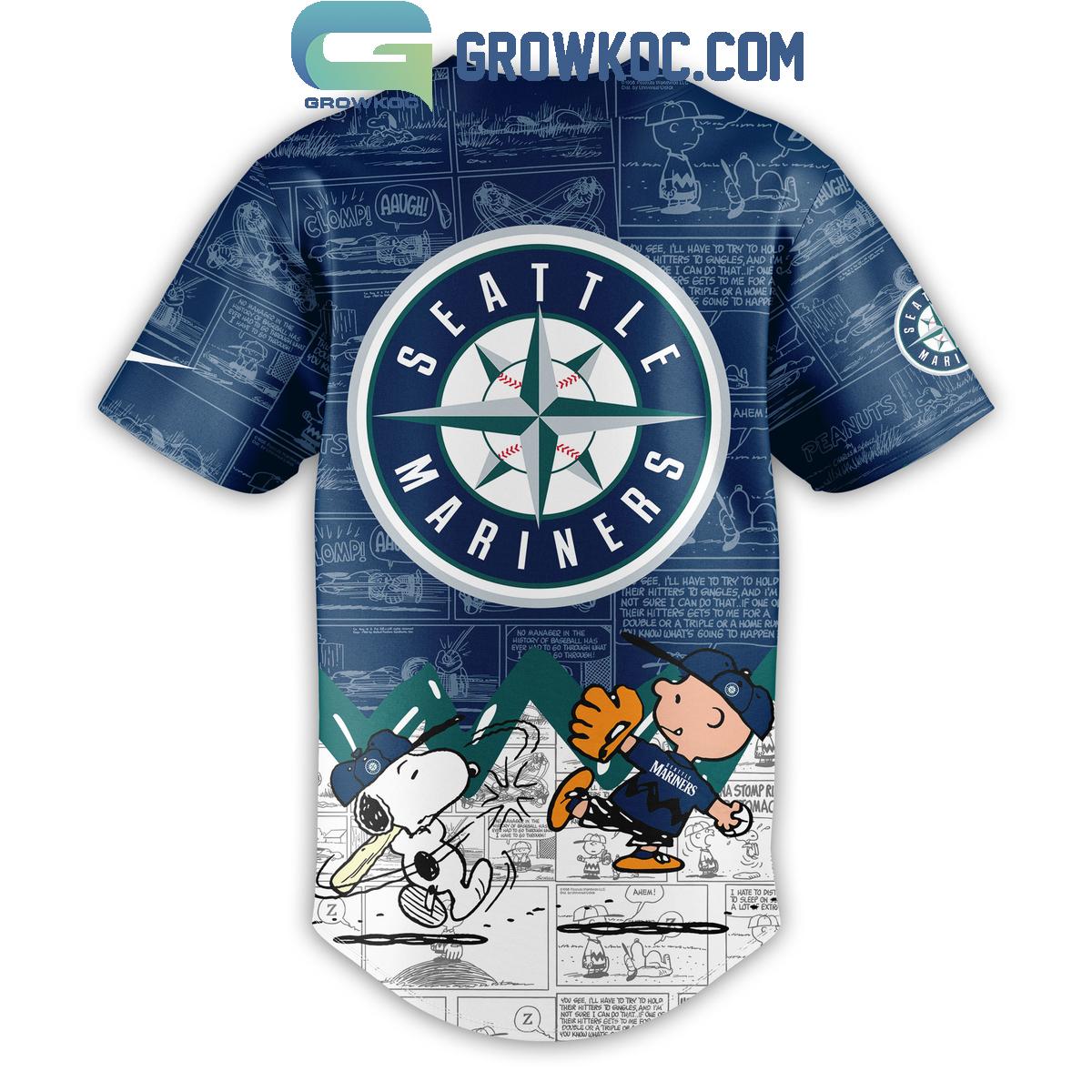 Seattle Mariners Peanuts 75th Anniversary Baseball Jersey baseball jersey product view 3