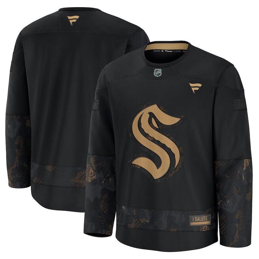 Seattle Kraken 2024 Military Appreciation Practice Jersey - Black Hockey Jersey hockey jersey product view 1