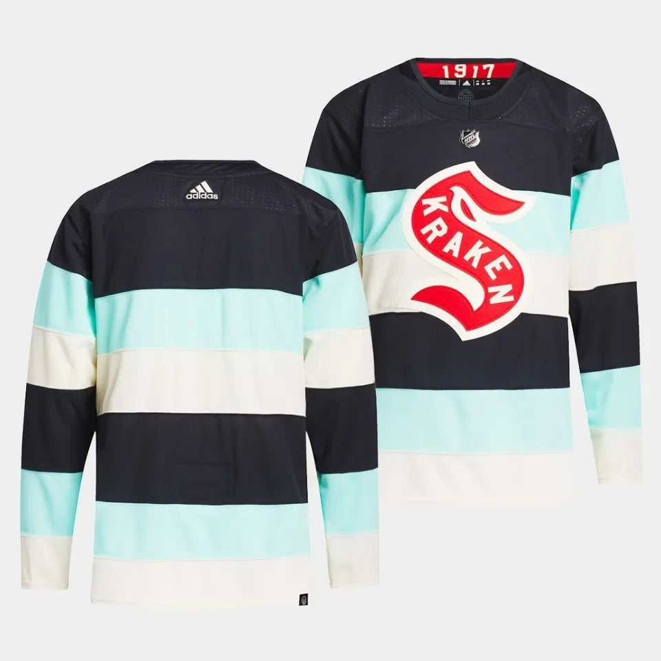 Seattle Kraken 2024 NHL Winter Classic Jersey - Deep Sea Blue Hockey Jersey hockey jersey product view 1