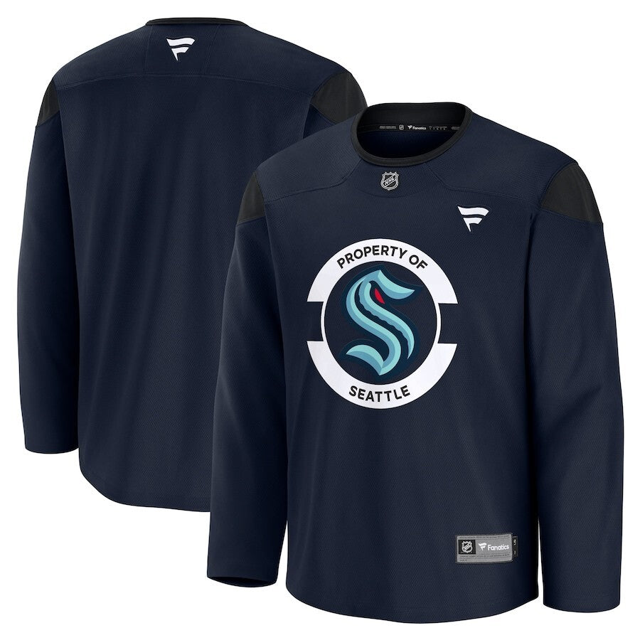 Seattle Kraken Fanatics Team Practice Jersey - Deep Sea Blue Hockey Jersey hockey jersey product view 1