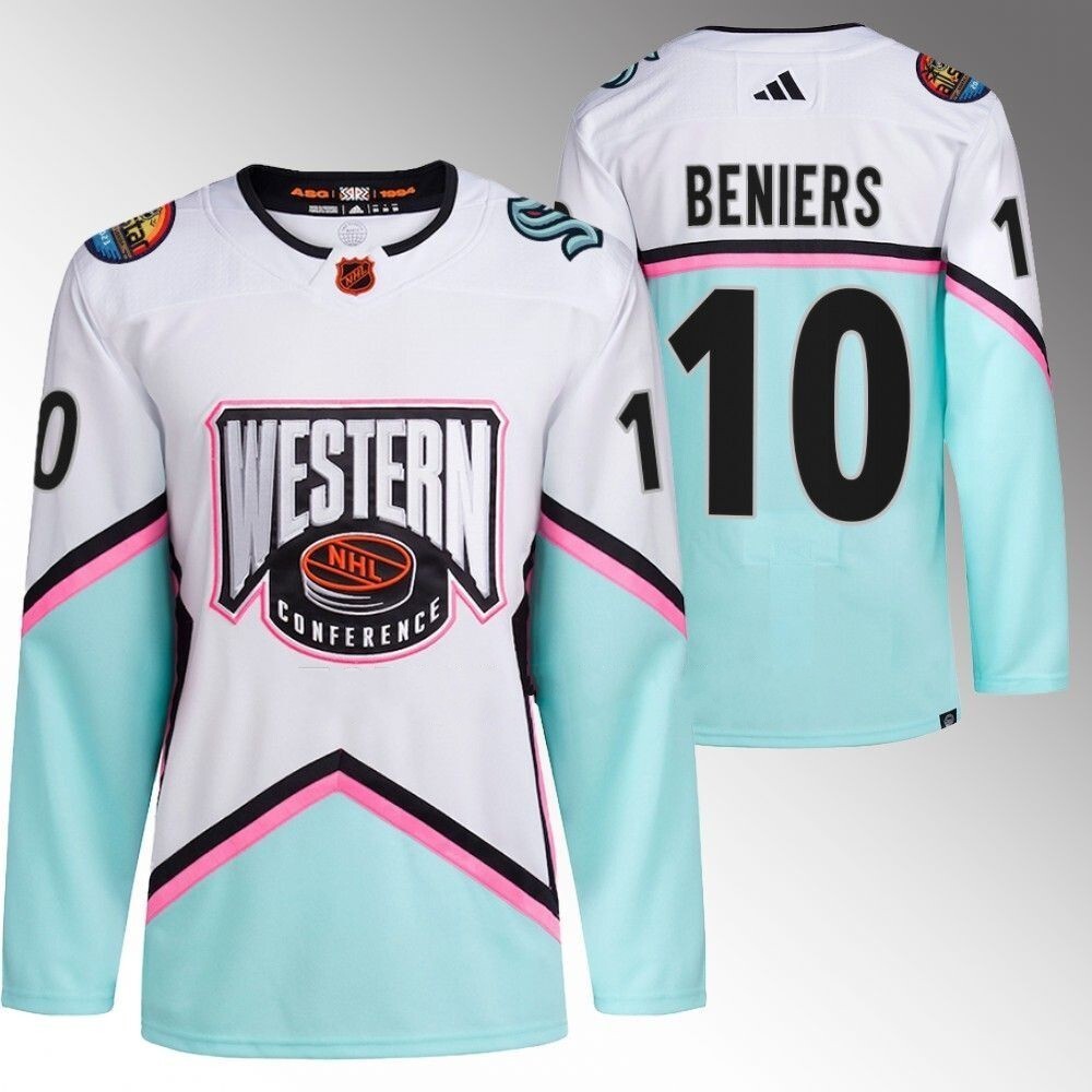 Seattle Kraken #10 Matty Beniers White 2023 NHL All-Star Western Conference Authentic Jersey hockey jersey product view 1