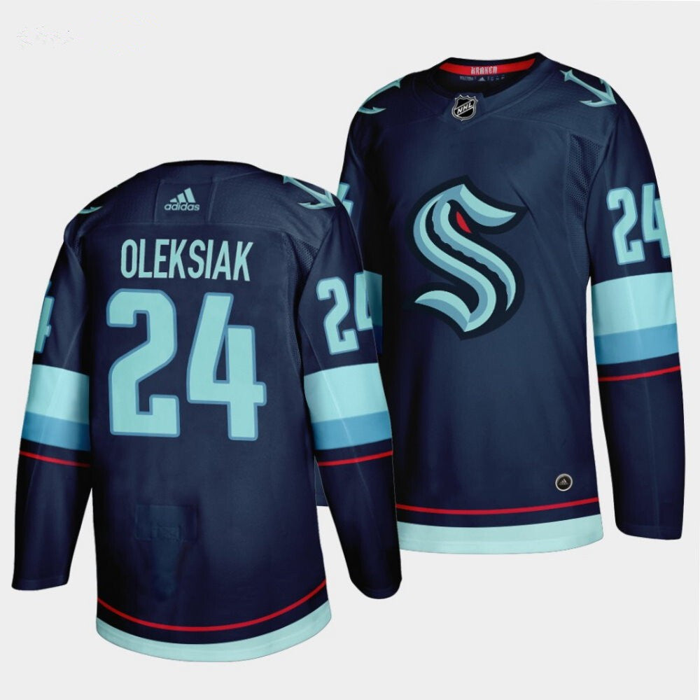 Seattle Kraken #24 Jamie Oleksiak Home Navy Jersey Hockey Jersey hockey jersey product view 1