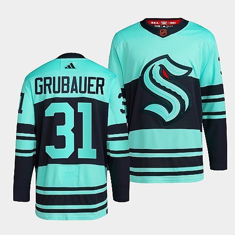 Seattle Kraken #31 philipp-grubauer-ice-blue-2022reverse-retro-2.0-authentic-primegreen-jersey hockey jersey product view 1