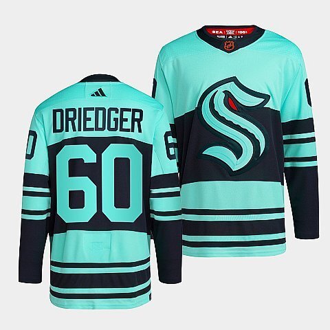 Seattle Kraken #60 chris-driedger-ice-blue-2022reverse-retro-2.0-authentic-primegreen-jersey hockey jersey product view 1