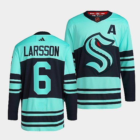Seattle Kraken #6 adam-larsson-ice-blue-2022reverse-retro-2.0-authentic-primegreen-jersey Hockey Jersey hockey jersey product view 1