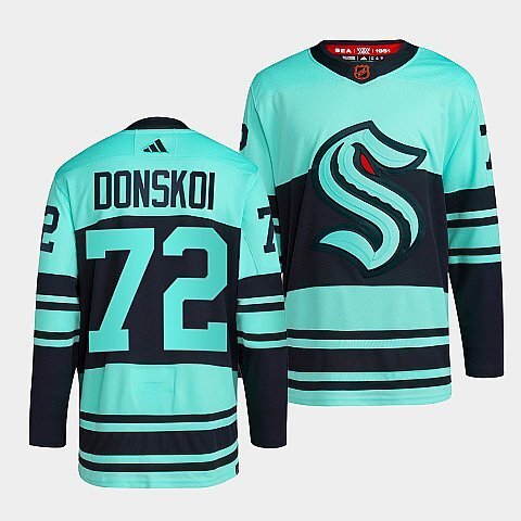 Seattle Kraken #72 joonas-donskoi-ice-blue-2022reverse-retro-2.0-authentic-primegreen-jersey hockey jersey product view 1