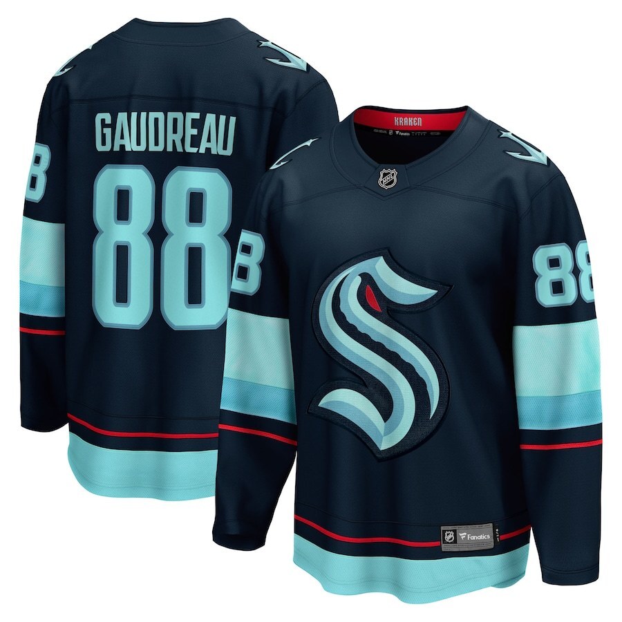 Seattle Kraken #88 Frederick Gaudreau Home Breakaway Jersey - Deep Sea Blue Hockey Jersey hockey jersey product view 1