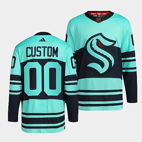 Seattle Kraken #custom-ice-blue-2022reverse-retro-2.0-authentic-primegreen-jersey Hockey Jersey hockey jersey product view 1