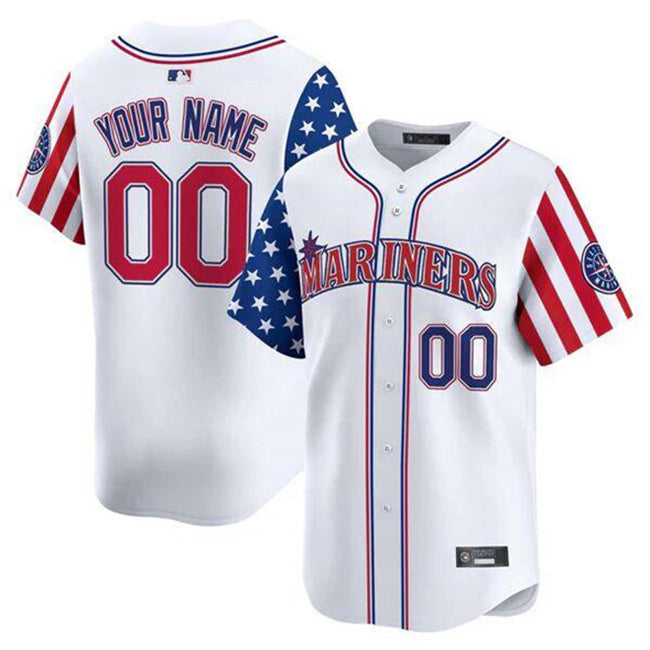 Seattle Mariners Active Player Custom White 2025 Independence Day Limited Baseball Jersey baseball jersey product view 1
