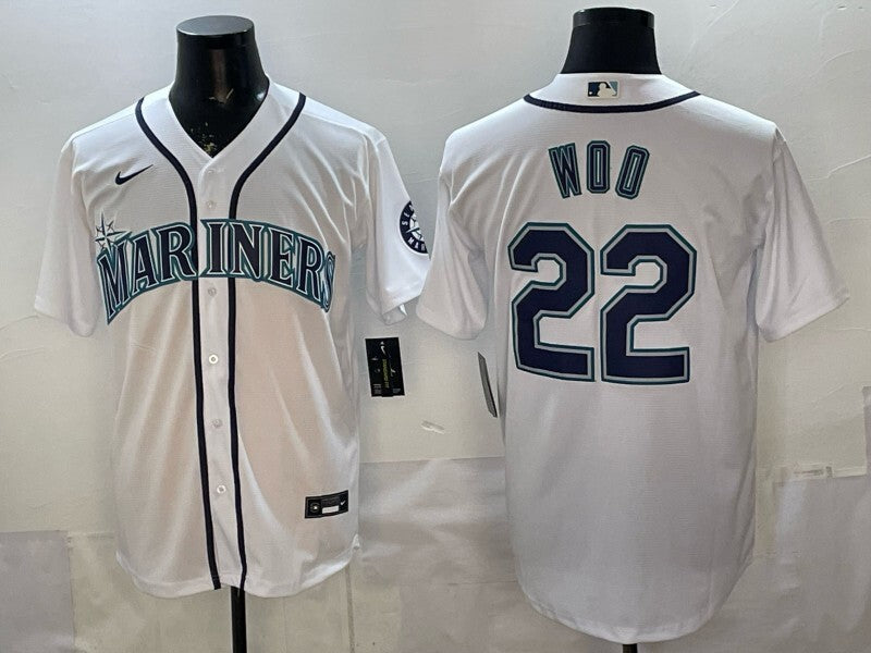 Seattle Mariners #22 Bryan Woo Mariners Adult Baseball Jersey baseball jersey product view 1