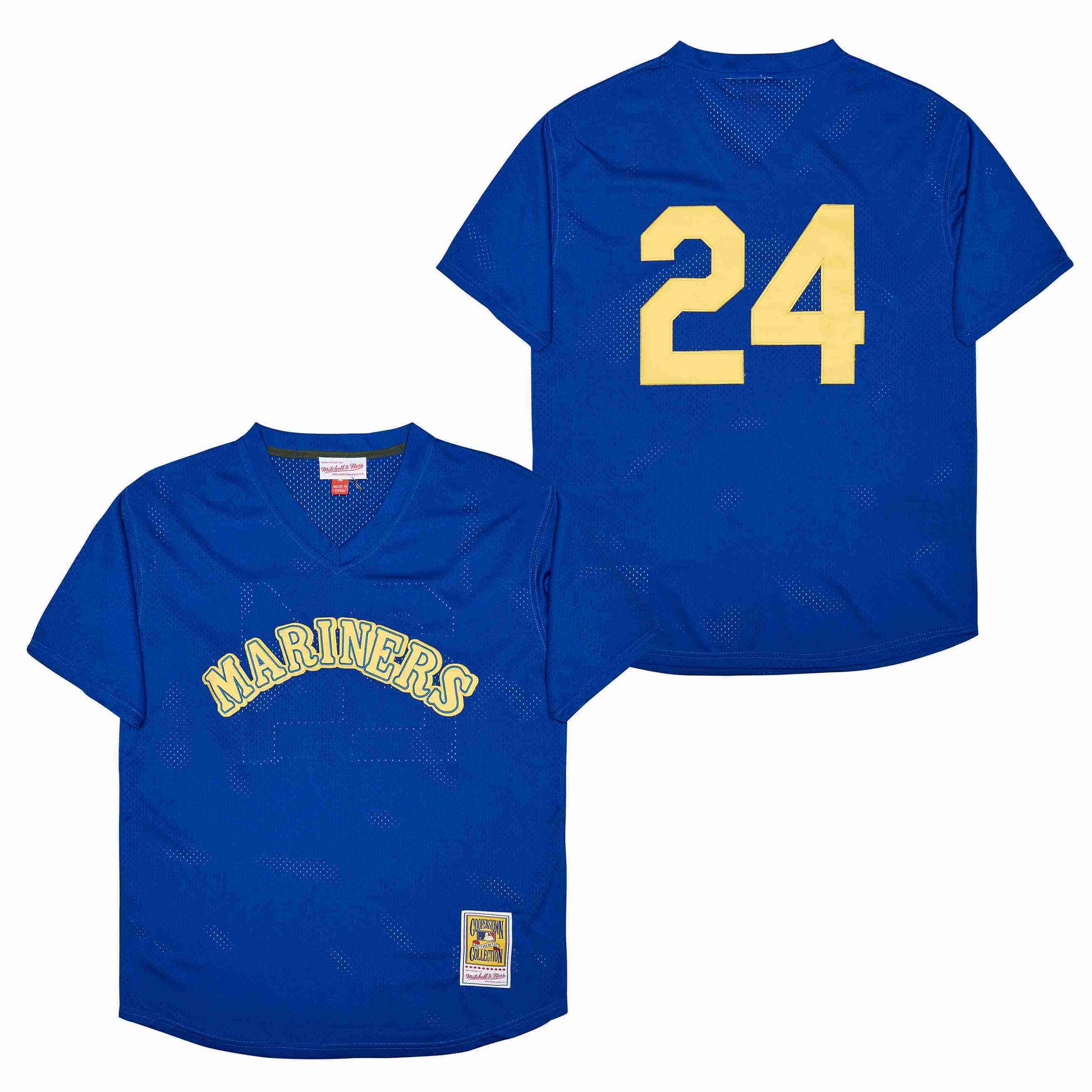 Seattle Mariners #24 Ken Griffey Jr. Mariners 24 Blue Pullover BP Edition Retro Baseball Jersey baseball jersey product view 1