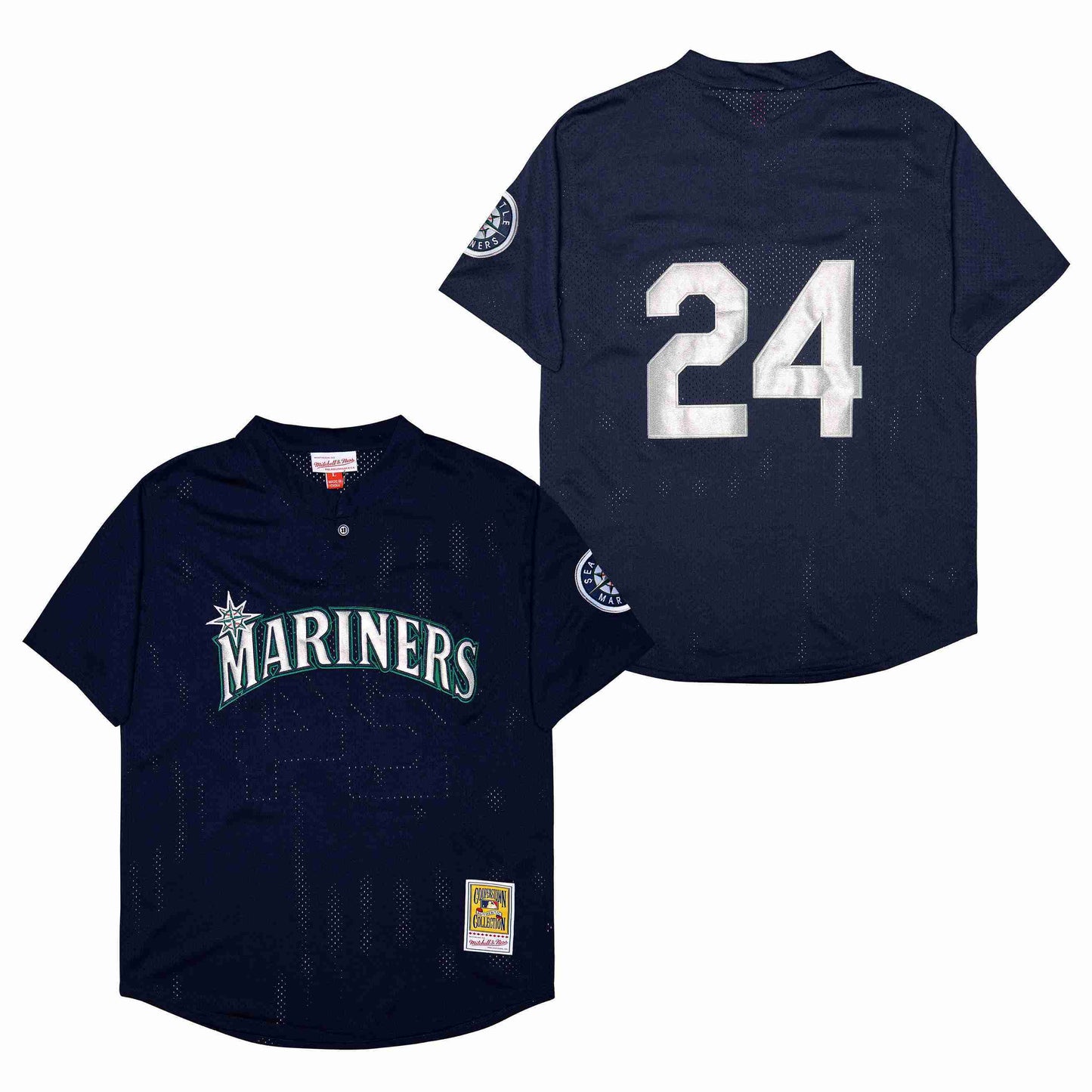 Seattle Mariners #24 Ken Griffey Jr. Mariners 24 Navy BP Retro Baseball Jersey baseball jersey product view 1