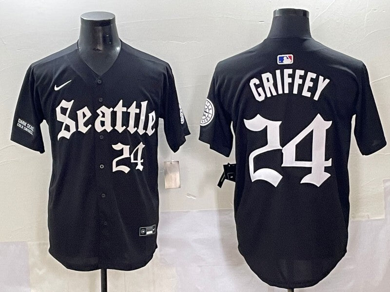 Seattle Mariners #24 Ken Griffey Jr. Mariners 5 Collaboration Style 1 Baseball Jersey baseball jersey product view 1