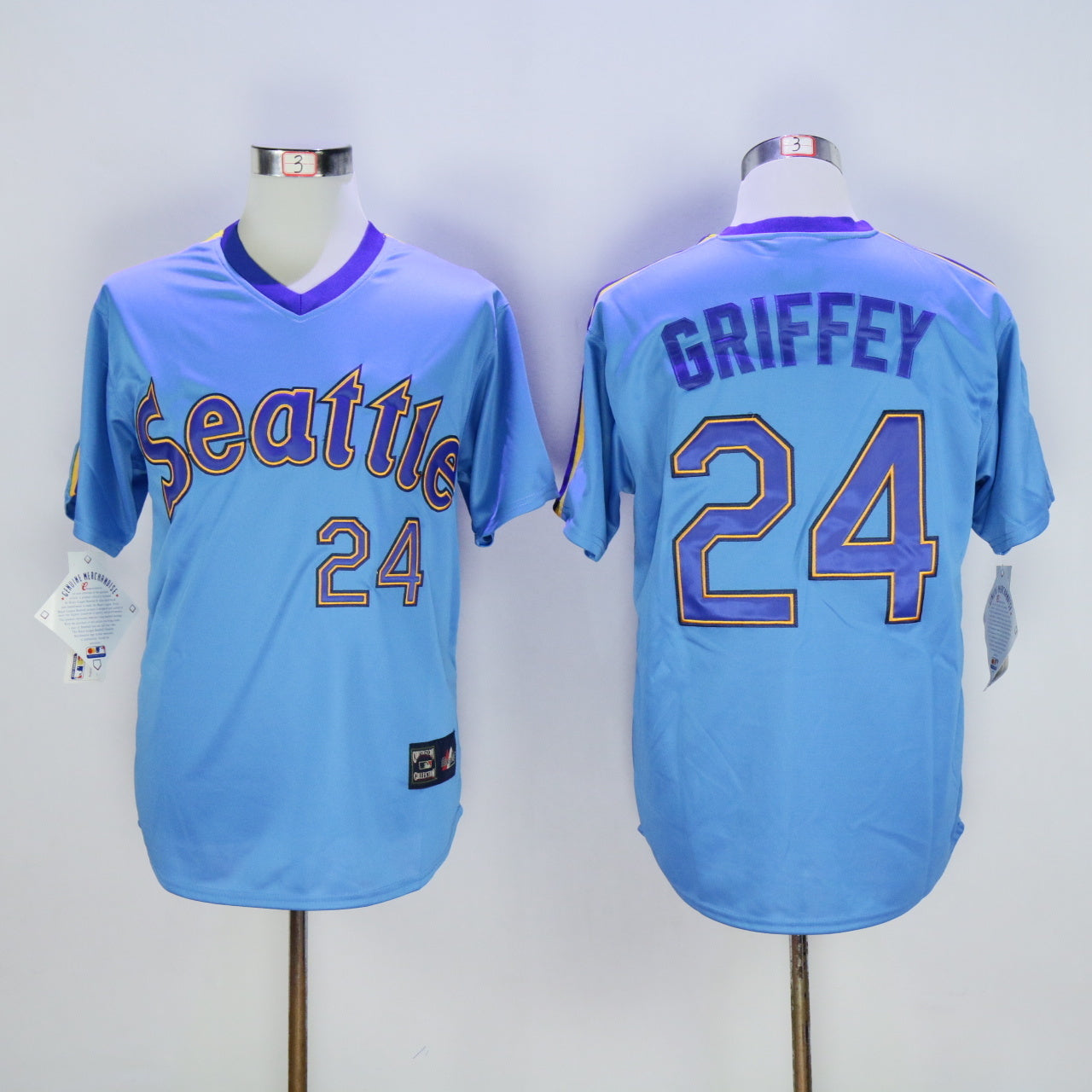 Seattle Mariners #24 Ken Griffey Mariners 24 Blue Retro Style 1 Baseball Jersey baseball jersey product view 1