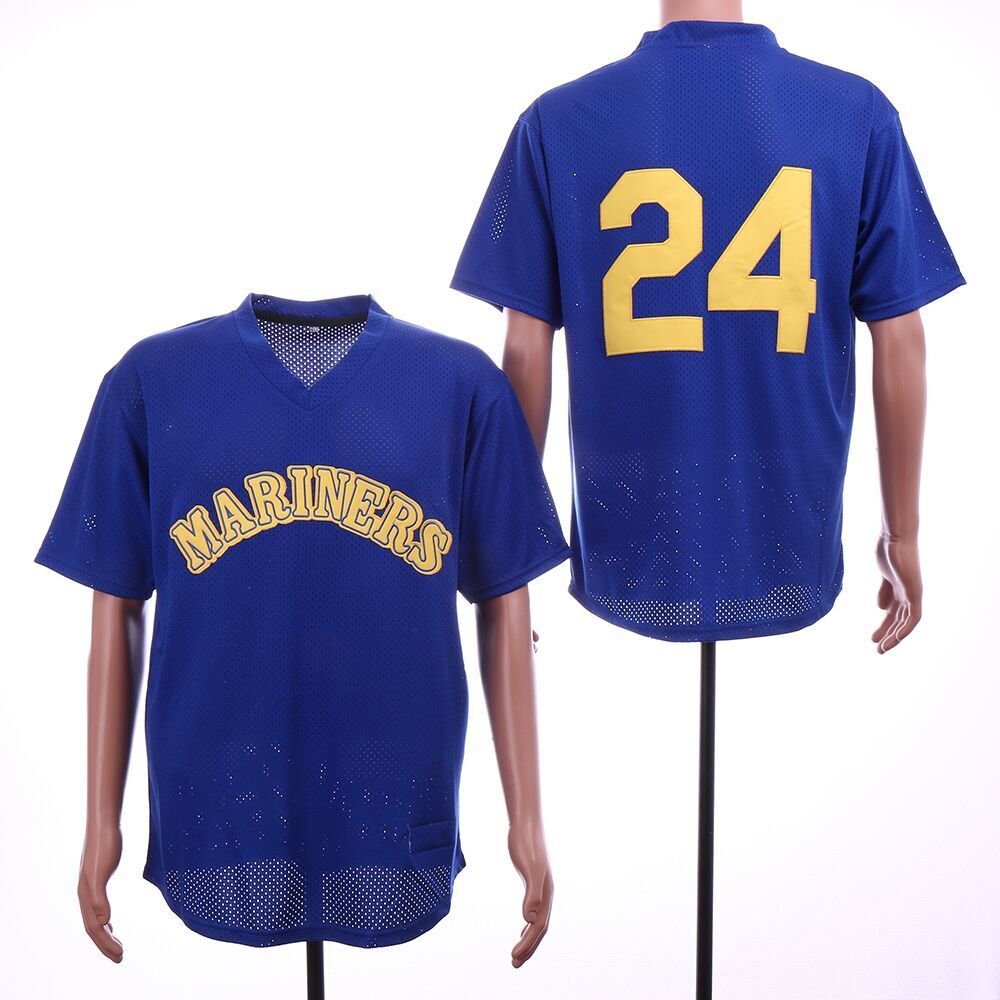 Seattle Mariners #24 Ken Griffey Mariners 24 Blue Retro Style 2 Baseball Jersey baseball jersey product view 1