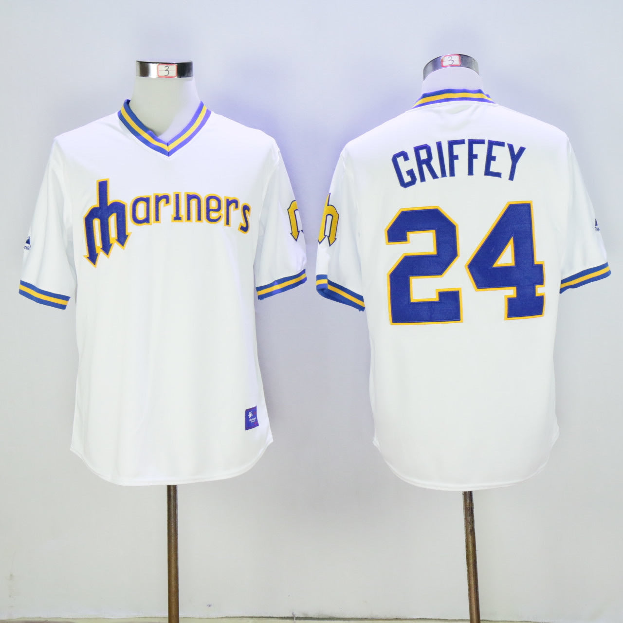 Seattle Mariners #24 Ken Griffey Mariners 24 White Retro Style 1 Baseball Jersey baseball jersey product view 1