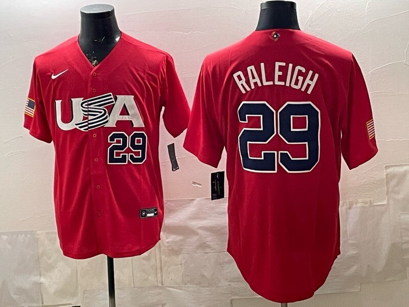 Seattle Mariners #29 Cal Raleigh World Cup Baseball Jersey baseball jersey product view 1