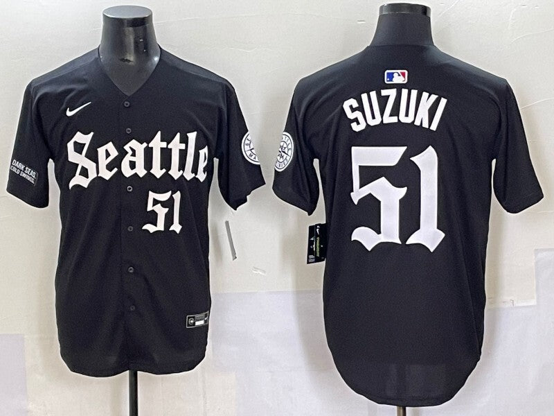 Seattle Mariners #51 Ichiro Suzuki Mariners 5 Collaboration Style 2 Baseball Jersey baseball jersey product view 1