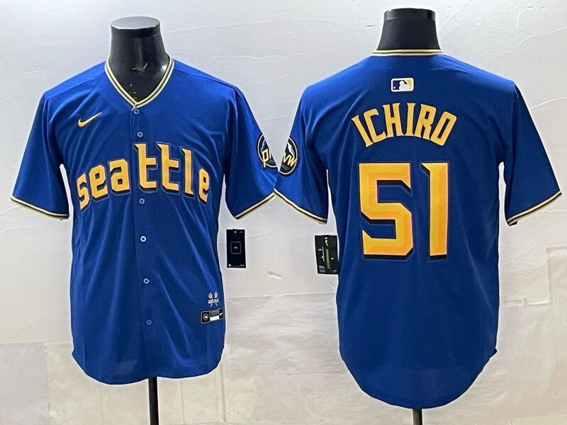 Seattle Mariners #51 Ichiro Suzuki Mariners City Adult Baseball Jersey baseball jersey product view 1