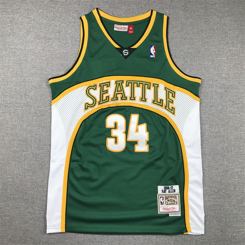 Seattle SuperSonics #34 Ray Allen Supersonics 34 Green S-XXL Style 2 Basketball Jersey basketball jersey product view 1