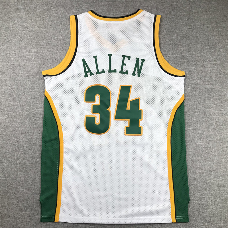 Seattle SuperSonics #34 Ray Allen Supersonics 34 White S-XXL Style 1 Basketball Jersey basketball jersey product view 1